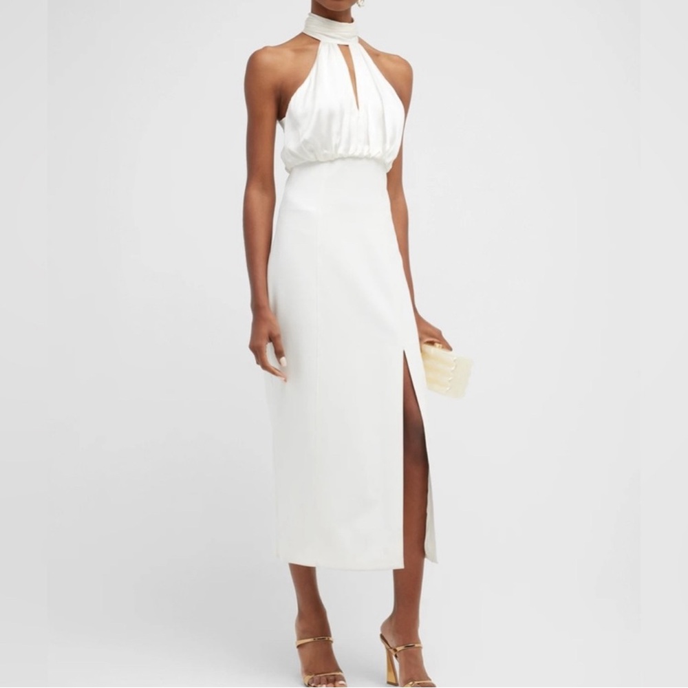 Cinq à Sept Emerie Tie Back Scarf Media Midi Dress